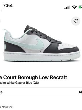 Nike Court Borough Low Recraft BG in Anthracite, Glacier Blue & White